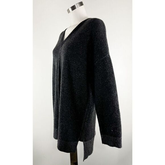 Eileen Fisher Sweater L 100% Cashmere Gray V-Neck Boxy Lagenlook Tunic Medium - Picture 2 of 5